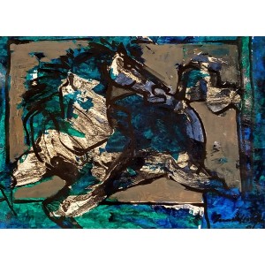 Mashkoor Raza, 11 x 14 Inch, Oil on Paper, Abstract Painting, AC-MR-726